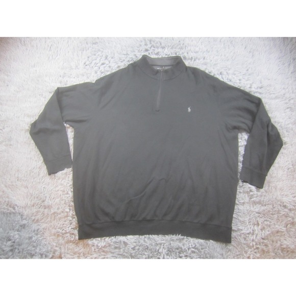 Polo Ralph Lauren Sweatshirt Mens‎ 4XL Tall Black Quarter Zip Mock Neck Pony